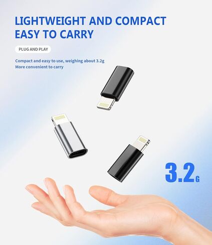 27W USB C أنثى إلى Lightning Male Fast Charger Adapter (3Pack) Type-C Port Charge Cord Colling Compling Data Sync Cable for iPhone 14 13 12 11 Pro Max Mini XS SE 7 8 X XR plus iPad Air in Kuwait