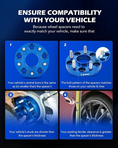 Orion Motor Tech Hub Centric 5x114.3 فواصل عجلات، 1 بوصة فواصل عجلات زرقاء مع مسامير M12x1.5 متوافقة مع Honda Accord Honda Civic Honda CRV Acura RSX Acura TL، طقم فاصل عجلة تجويف 64.1 مم، 4 قطع in Saudi Arabia