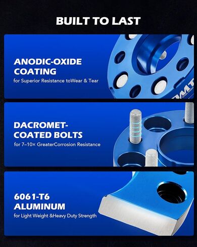 Orion Motor Tech Hub Centric 5x114.3 فواصل عجلات، 1 بوصة فواصل عجلات زرقاء مع مسامير M12x1.5 متوافقة مع Honda Accord Honda Civic Honda CRV Acura RSX Acura TL، طقم فاصل عجلة تجويف 64.1 مم، 4 قطع in Saudi Arabia