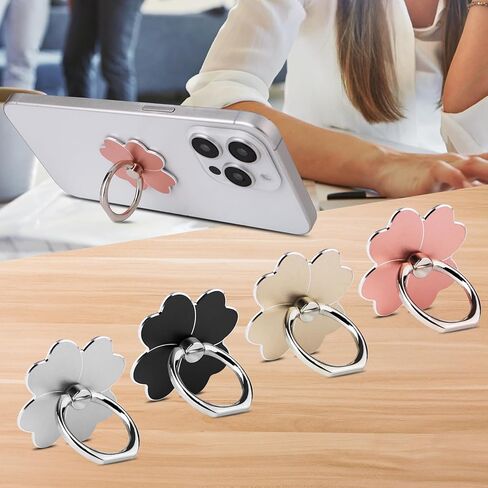 4pc-Cell Phone Ring Stand,Cell Phone Ring Holder Flower,360 Rotate and 180°Angle Adjustable Metal Finger Ring Socket Grip Kickstand for Smartphones in Kuwait