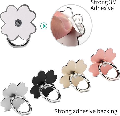 4pc-Cell Phone Ring Stand,Cell Phone Ring Holder Flower,360 Rotate and 180°Angle Adjustable Metal Finger Ring Socket Grip Kickstand for Smartphones in Kuwait