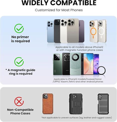 حلقة إصبع السيليكون الرفيعة للهاتف المغناطيسي للهاتف المغناطيسي ، متوافق مع Magsafe لسلسلة iPhone 16/15/14/13/12 (Starlight Purple) in Kuwait