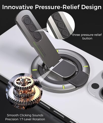 Phone Grip for Magsafe iPhone Holder 360°Roration Phone Kickstand Silicone Finger Ring Innovative Pressure-Relief Damping Hinge Design with Magnet Ring Compatible All Phones (Black) in Saudi Arabia