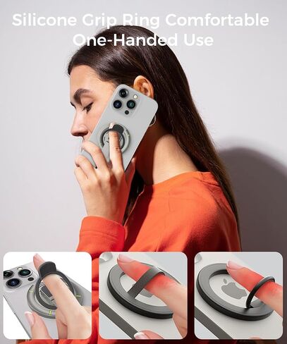 Phone Grip for Magsafe iPhone Holder 360°Roration Phone Kickstand Silicone Finger Ring Innovative Pressure-Relief Damping Hinge Design with Magnet Ring Compatible All Phones (Black) in Saudi Arabia