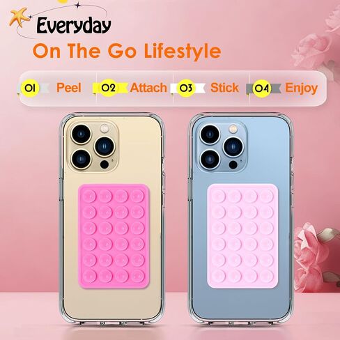Suction Phone Case Mount, 2Pcs Silicone Phone Suction Grip Compatible with iPhone and Android Cases, Anti-Slip Hands-Free Mobile Accessory Holder, Sticky Phone Grip for Tiktok Videos and Selfies in Saudi Arabia