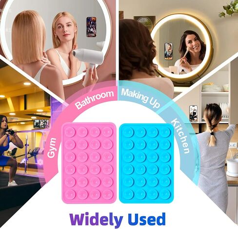 Suction Phone Case Mount, 2Pcs Silicone Phone Suction Grip Compatible with iPhone and Android Cases, Anti-Slip Hands-Free Mobile Accessory Holder, Sticky Phone Grip for Tiktok Videos and Selfies in Saudi Arabia