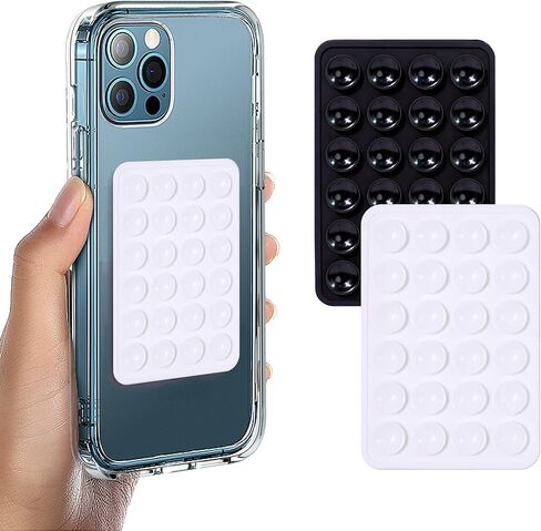 Suction Phone Case Mount, 2Pcs Silicone Phone Suction Grip Compatible with iPhone and Android Cases, Anti-Slip Hands-Free Mobile Accessory Holder, Sticky Phone Grip for Tiktok Videos and Selfies in Saudi Arabia