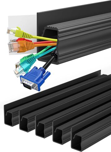 Under Desk Cable Management - Adhesive Cable Organizer for Home & Office, No-Drill Cord Management System, J Channel Cable Raceway for Desk, 6 Pack in Saudi Arabia