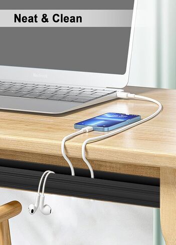 Under Desk Cable Management - Adhesive Cable Organizer for Home & Office, No-Drill Cord Management System, J Channel Cable Raceway for Desk, 6 Pack in Saudi Arabia