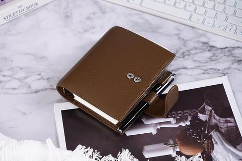 Moterm Pocket Luxe Rings Planner - Genuine Leather Binder Organizer (Pebble-Mustard, 30mm Ring) in Saudi Arabia