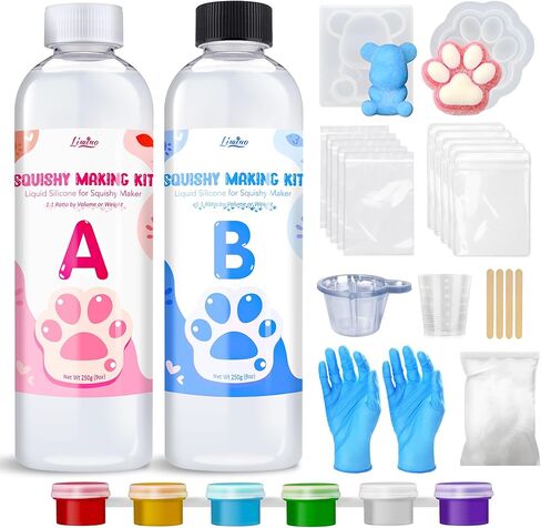 Liquid Silicone Squishy Making Kit - 7oz 1:1 AB Ratio Mixed Super Soft Silicone Rubber for Squishy Maker, Perfect DIY Stress Relief Gift Making Kit for Taba Squishy, Taba Bear, Flocking Cat's Paw in Saudi Arabia