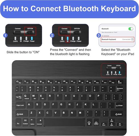 Soke for iPad 10th Generation Case with Keyboard 10.9 Inch 2022-7 Color Backlight Wireless Detachable Folio Stand Keyboard Cover with Built-in Pencil Holder for iPad 10th Gen, Book Floral in Saudi Arabia