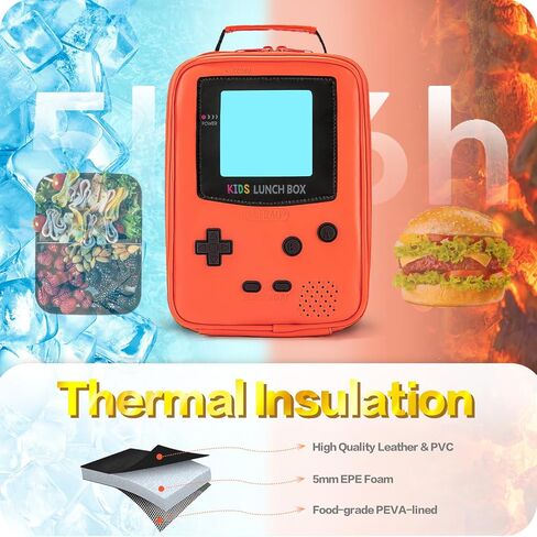 Kids Lunch Box Insulated Soft Lunch Bag Leather Lunch Box Gameboy Mini Cooler Back to School Thermal Meal Tote Kit Boys Girls Teens in Kuwait