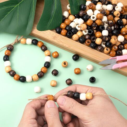 100 PCS Wooden Beads with Large Holes for Crafts, Natural Wood Hair Beads, Big Beads for Braids, 9x10 mm Wooden Spacer Loose Beads for DIY Crafts Decor, Jewelry Making, Bracelets - 5 Colors in Saudi Arabia