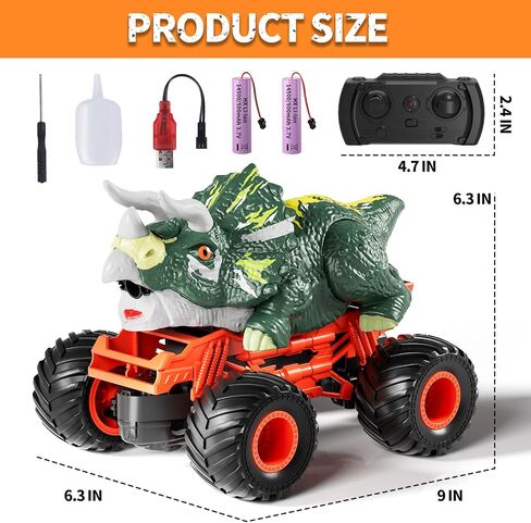2.4GHz Remote Control Dinosaur Car Toys Gifts for 3 4 5 6 Year Old Boys Kids, Remote Control Dinosaur Car Trucks Toys for Kids Boys 3-5 4-7 8-12, Dinosaur Toys for 3 4 5 Year Old Boys in Saudi Arabia