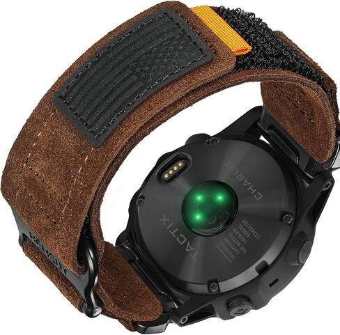 Soft Suede Leather Watch Band, 22mm Military Strap Compatible with Garmin Fenix 8 47mm /7/7 Pro/6/6 Pro/5/5 Plus/E 47mm, MARQ Athlete/Golfer/Driver/Captain/Adventurer/Commander, Instinct 2/Crossover/Tacical/Esports/Tide, D2 Delta S/Descent G1, Approach S6 in Kuwait