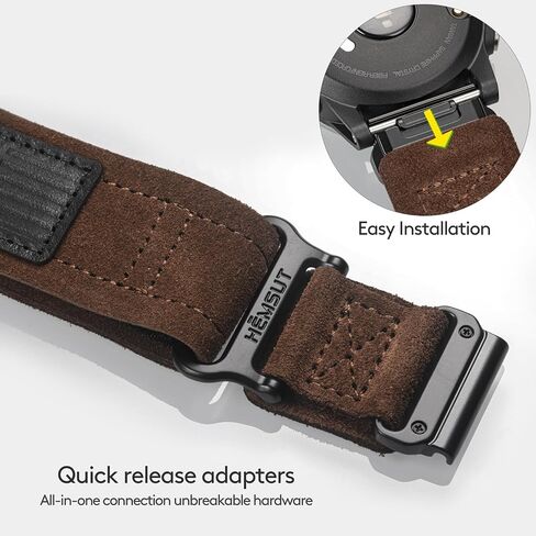 Soft Suede Leather Watch Band, 22mm Military Strap Compatible with Garmin Fenix 8 47mm /7/7 Pro/6/6 Pro/5/5 Plus/E 47mm, MARQ Athlete/Golfer/Driver/Captain/Adventurer/Commander, Instinct 2/Crossover/Tacical/Esports/Tide, D2 Delta S/Descent G1, Approach S6 in Kuwait