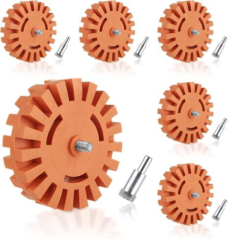 MIVIDE 4PCS Decal Remover Eraser Wheel Tool Kit, 4inch Rubber Power Drill Attachment Car Adhesive, Pinstripe, Sticker, Vinyl Removal Tool Set with Drill Adapter for Cars, RV, Boats in Saudi Arabia