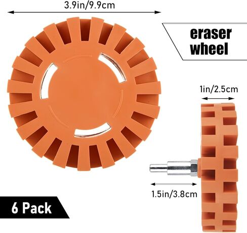 MIVIDE 4PCS Decal Remover Eraser Wheel Tool Kit, 4inch Rubber Power Drill Attachment Car Adhesive, Pinstripe, Sticker, Vinyl Removal Tool Set with Drill Adapter for Cars, RV, Boats in Saudi Arabia