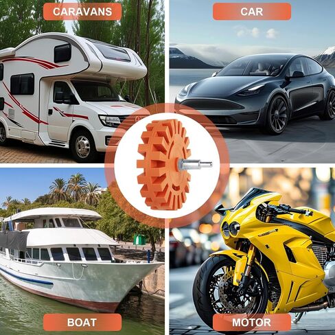 MIVIDE 4PCS Decal Remover Eraser Wheel Tool Kit, 4inch Rubber Power Drill Attachment Car Adhesive, Pinstripe, Sticker, Vinyl Removal Tool Set with Drill Adapter for Cars, RV, Boats in Saudi Arabia