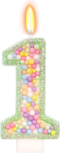 5th Birthday Candle for Cake, Colorful Macaron Numeral Candles for Boys/Girls, Birthday Party Cake Decorations, Golden Cake Topper for Birthday Party Supplies (Number 5) in Saudi Arabia