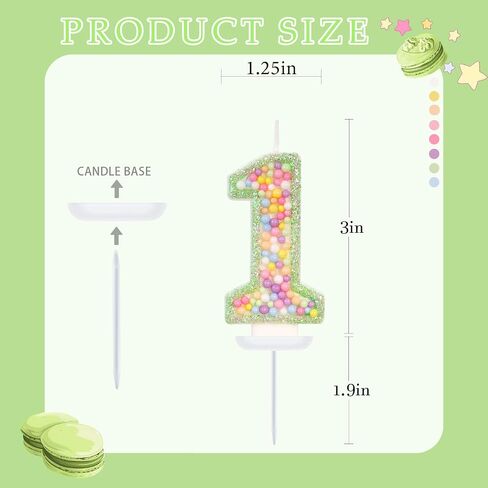 5th Birthday Candle for Cake, Colorful Macaron Numeral Candles for Boys/Girls, Birthday Party Cake Decorations, Golden Cake Topper for Birthday Party Supplies (Number 5) in Saudi Arabia