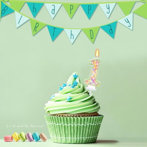 5th Birthday Candle for Cake, Colorful Macaron Numeral Candles for Boys/Girls, Birthday Party Cake Decorations, Golden Cake Topper for Birthday Party Supplies (Number 5) in Saudi Arabia
