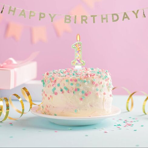 5th Birthday Candle for Cake, Colorful Macaron Numeral Candles for Boys/Girls, Birthday Party Cake Decorations, Golden Cake Topper for Birthday Party Supplies (Number 5) in Saudi Arabia