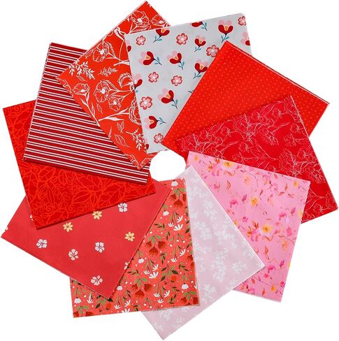 100% Cotton Quilting Fabric Bundle, 10Pcs Fat Quarters Fabric Bundles 50cm x 50cm, Pre-Shrunk, Medium Weight Plain Quilting Fabric Squares for Quilts, Sewing, Patchwork, DIY, Craft (Blue) in Saudi Arabia