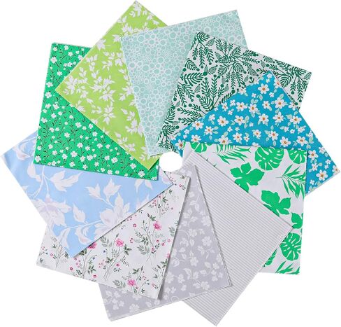 100% Cotton Quilting Fabric Bundle, 10Pcs Fat Quarters Fabric Bundles 50cm x 50cm, Pre-Shrunk, Medium Weight Plain Quilting Fabric Squares for Quilts, Sewing, Patchwork, DIY, Craft (Blue) in Saudi Arabia