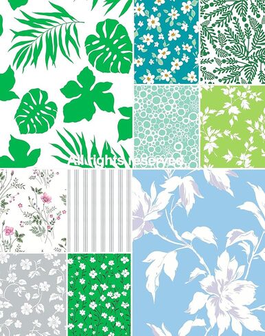 100% Cotton Quilting Fabric Bundle, 10Pcs Fat Quarters Fabric Bundles 50cm x 50cm, Pre-Shrunk, Medium Weight Plain Quilting Fabric Squares for Quilts, Sewing, Patchwork, DIY, Craft (Blue) in Saudi Arabia