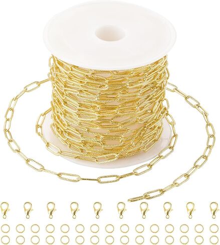 SMYHTGLIF 16.4 Feet Silver Plated Brass Jewelry Making Chains Flat Paperclip Chain Bulk DIY Chain for Jewelry Making Jewelry Making Supplies in Saudi Arabia