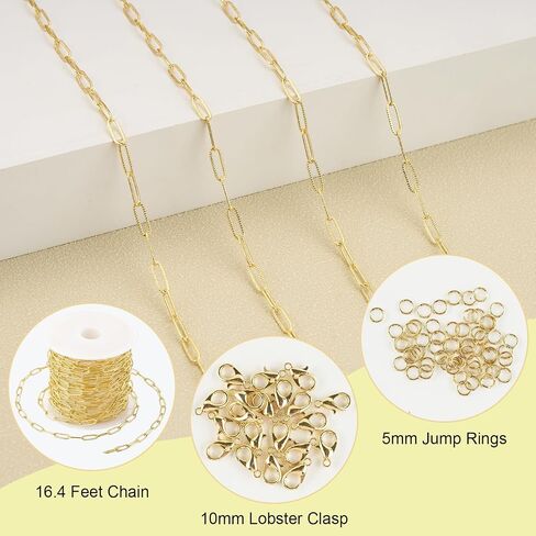 SMYHTGLIF 16.4 Feet Silver Plated Brass Jewelry Making Chains Flat Paperclip Chain Bulk DIY Chain for Jewelry Making Jewelry Making Supplies in Saudi Arabia