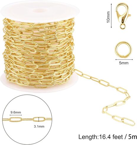SMYHTGLIF 16.4 Feet Silver Plated Brass Jewelry Making Chains Flat Paperclip Chain Bulk DIY Chain for Jewelry Making Jewelry Making Supplies in Saudi Arabia