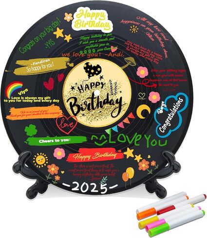 Vinyl Record Sweet 16 Birthday Decorations 11.6"X11.6", 16th birthday decorations Party Favor Sign Poster, 16th Birthday Guest Book Alternative, Great Sweet 16 Gifts for Girls or Boys (16 Years Old) in Saudi Arabia