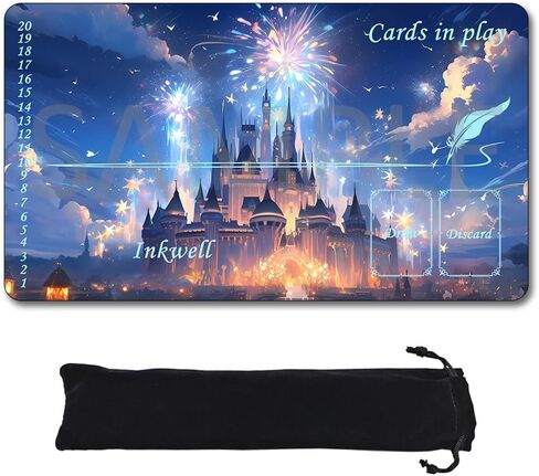 Playmats متوافق مع Lorcana Size 24x14 بوصة TCG MAMING حصيرة 10 ، المطاط غير القابل للانزلاق مع حصيرة لعب المناطق وحقيبة تخزين مجانية (DIS10-Zone1 ، 24 × 14 بوصة) in Saudi Arabia