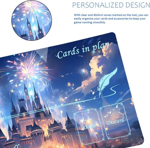 Playmats متوافق مع Lorcana Size 24x14 بوصة TCG MAMING حصيرة 10 ، المطاط غير القابل للانزلاق مع حصيرة لعب المناطق وحقيبة تخزين مجانية (DIS10-Zone1 ، 24 × 14 بوصة) in Saudi Arabia