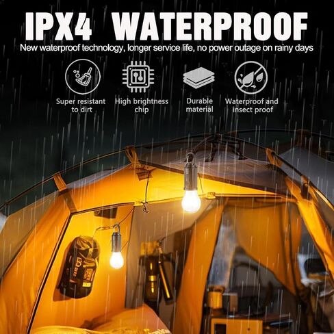 Solar Tent Camping Light Bulb Rechargeable Portable LED Camping Lantern3 Lighting Modes Tungsten Light Tent Lamp with Clip Hook for Camping, Hiking, Backpacking, Emergency Outage (T01) in Saudi Arabia
