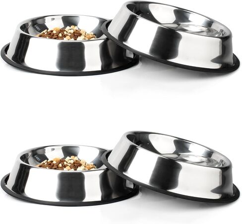 NAJOR Stainless Steel Dog Bowl, 32 oz Large Dog Food Bowls, Anti-Skid Pet Feeder Bowl and Water Bowl, Hold Up to 4 Cups. Perfect Choise for Small/Medium/Large Pets, Set of 2 in Saudi Arabia