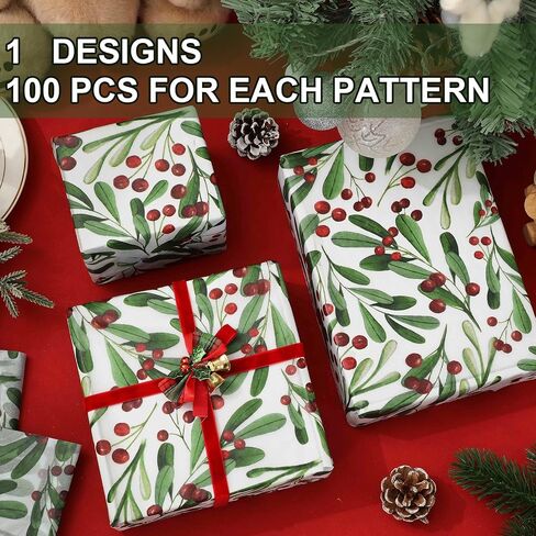JarThenaAMCS 100 Sheets Christmas Tissue Paper Watercolor Pine Gift Wrapping Paper Xmas Tree Decorative Art Paper for Winter Home Party DIY Crafts Supplies, 14 x 20 Inch in Saudi Arabia