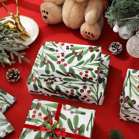 JarThenaAMCS 100 Sheets Christmas Tissue Paper Watercolor Pine Gift Wrapping Paper Xmas Tree Decorative Art Paper for Winter Home Party DIY Crafts Supplies, 14 x 20 Inch in Saudi Arabia