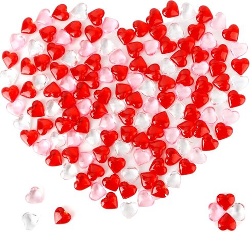 قلب أكريليك أحمر ، 120pcs القلب الأحجار الكريمة عيد الحب الحب الحمر قلب 0.9 بوصة قلوب شفافة على شكل أحجار كريستال بلورات لعيد الحب مزهرية in Saudi Arabia