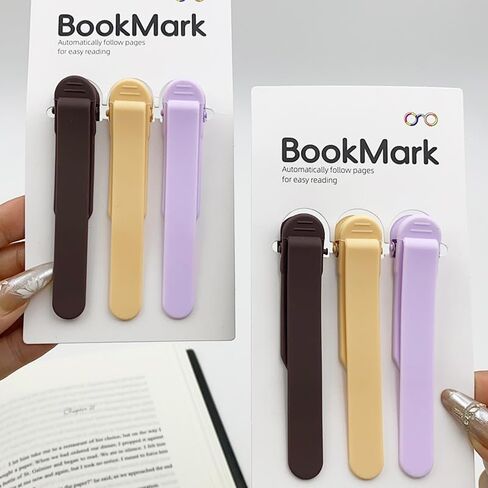 3pcs Automatic Bookmark, Stay in Place and Follow as You Read, Silicone Automatic Bookmark for Reading Women, Men, Kids, Book Lovers, Cute Reading Accessories Gifts for Book Lovers in Saudi Arabia