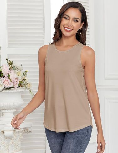 Smile Fish Women Crewneck Flowy Loose Fit Tank Top Sleeveless Summer Tops Shirts in Kuwait