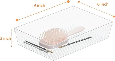 DCA 28 PCS Clear Plastic Drawer Organizer Set, 4-Size Versatile Bathroom and Vanity Drawer Organizer Trays, Storage Bins for Makeup, Jewelries, Kitchen Utensils and Office in Saudi Arabia