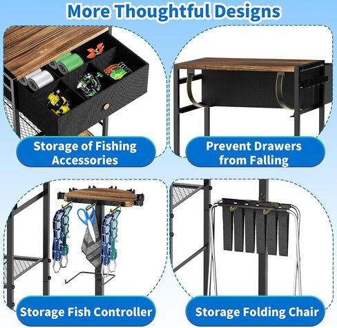 Fishing Rod Holders for Garage, 360°Rotating Fishing Pole Holders, Fishing Rod Rack Cart Holds Up to 12 Rods, Fishing Rod Storage Stand Equipment Organizerfor Men (Black) in Saudi Arabia