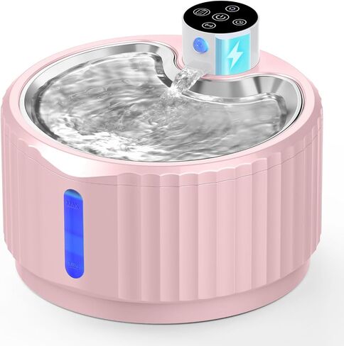 Wireless Cat Water Fountain, 94 oz/2.8 L Battery Operated Pet Water Fountain for Cats Inside, Automatic Dog Water Fountain with Stainless Steel Tray, Motion Sensor, Quiet Pump (Blue) in Saudi Arabia