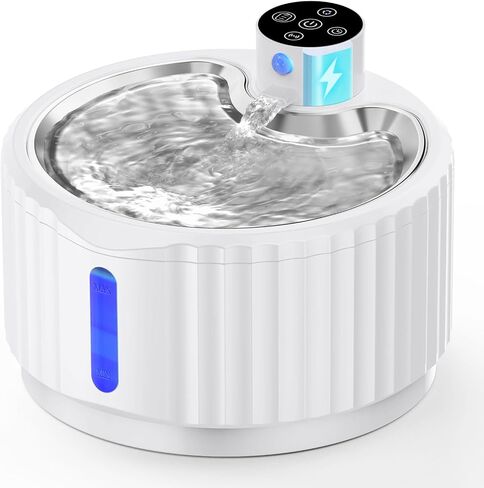 Wireless Cat Water Fountain, 94 oz/2.8 L Battery Operated Pet Water Fountain for Cats Inside, Automatic Dog Water Fountain with Stainless Steel Tray, Motion Sensor, Quiet Pump (Blue) in Saudi Arabia