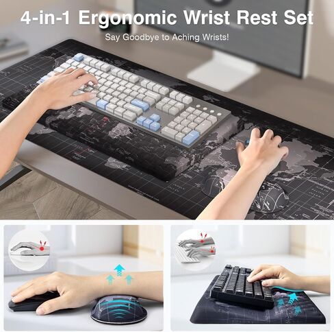 Ospelelf Ergonomic Mouse Pad and Keyboard Stand Wrist Rest Pad Set with Large Mousepad Desk Mat, Memory Foam Comfort, Premium Office Desk Accessories for Pain Relief and Efficiency, Pink in Kuwait