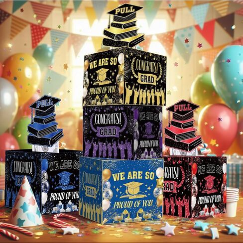 Graduation Money Box for Cash Gift Pull,Gold Black Graduation Gifts Surprise Money Box with Pull Out Happy Graduation Congrat Grad Card for Class of 2025 Graduation Party Supplies High School College in Saudi Arabia
